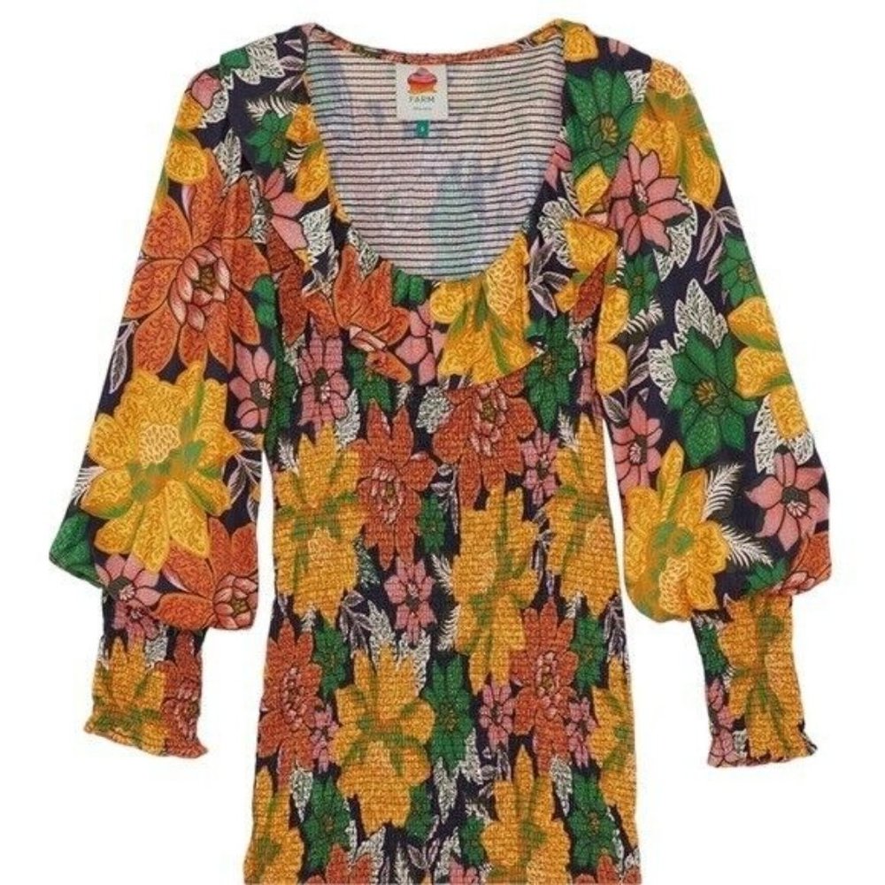 Farm Rio Black  Garden Lenzing Ecovero Viscose Mini Size Small Dress NWT - Picture 9 of 10